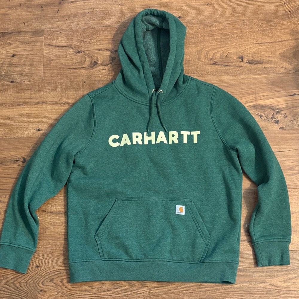 Carhartt Green Hoodie with Cream Logo